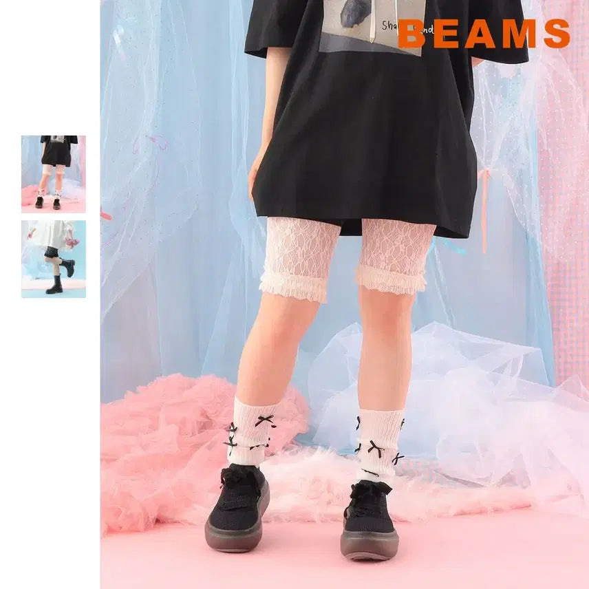 [BUNJANG] BEAMS x Carolina Glaser Lace Short Pants / 빔즈 카로리나 그레이저 레이스 쇼트 팬츠