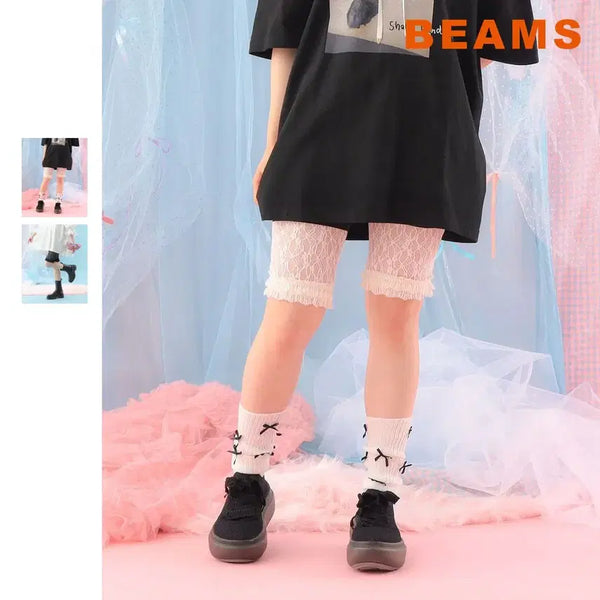 [BUNJANG] BEAMS x Carolina Glaser Lace Short Pants / 빔즈 카로리나 그레이저 레이스 쇼트 팬츠