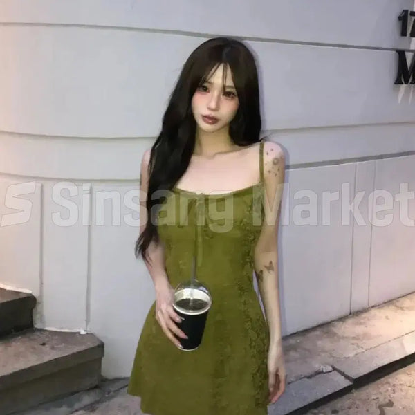 [BUNJANG] Earthsquare Mini Dress Olive Green / [빠른발송] 가능 거래처사진 어스스퀘어 미니 원피스 올리브그린 속치마O