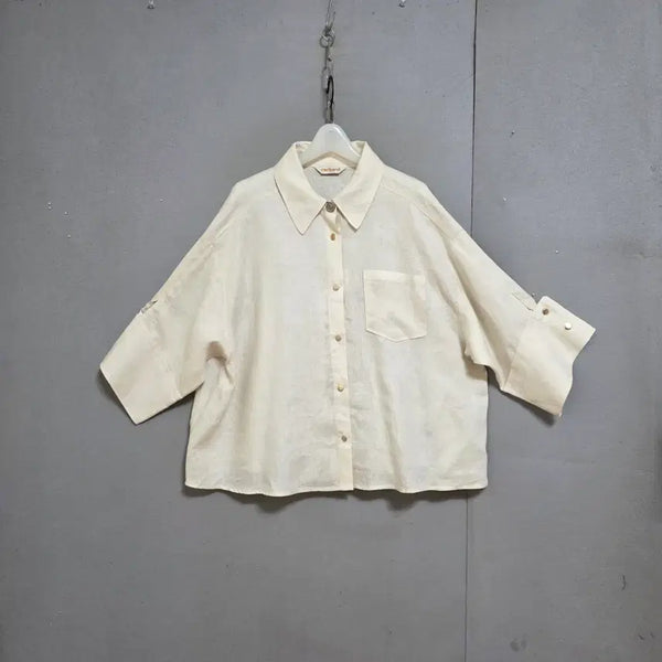 [BUNJANG] Ivory 8-Sleeve Linen Blouse Size 88 / 아이보리 8부소매 린넨 블라우스 88  n7720