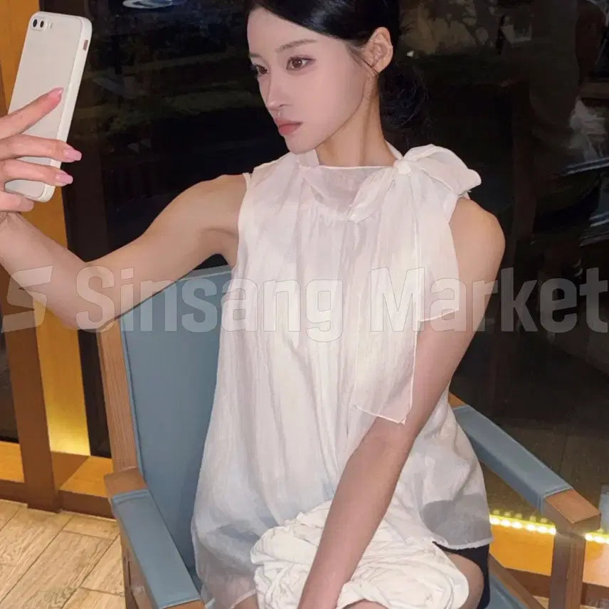 [BUNJANG] Romance Chiffon Ribbon Tie Blouse / [빠른발송] 연프st 로망 쉬폰 리본타이 블라우스 여름 여리청초하객룩