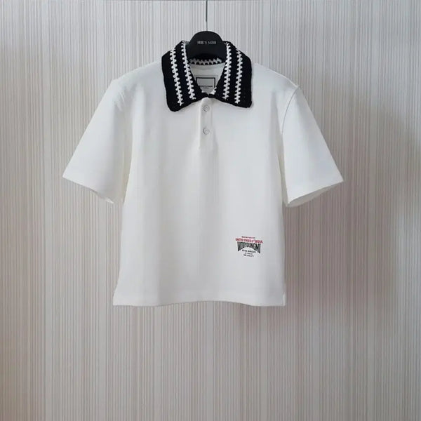 [BUNJANG] Wooyoungmi 25 SS White Knit Collar Short Sleeve T-shirt Size 38 / 25ss우영미 티셔츠