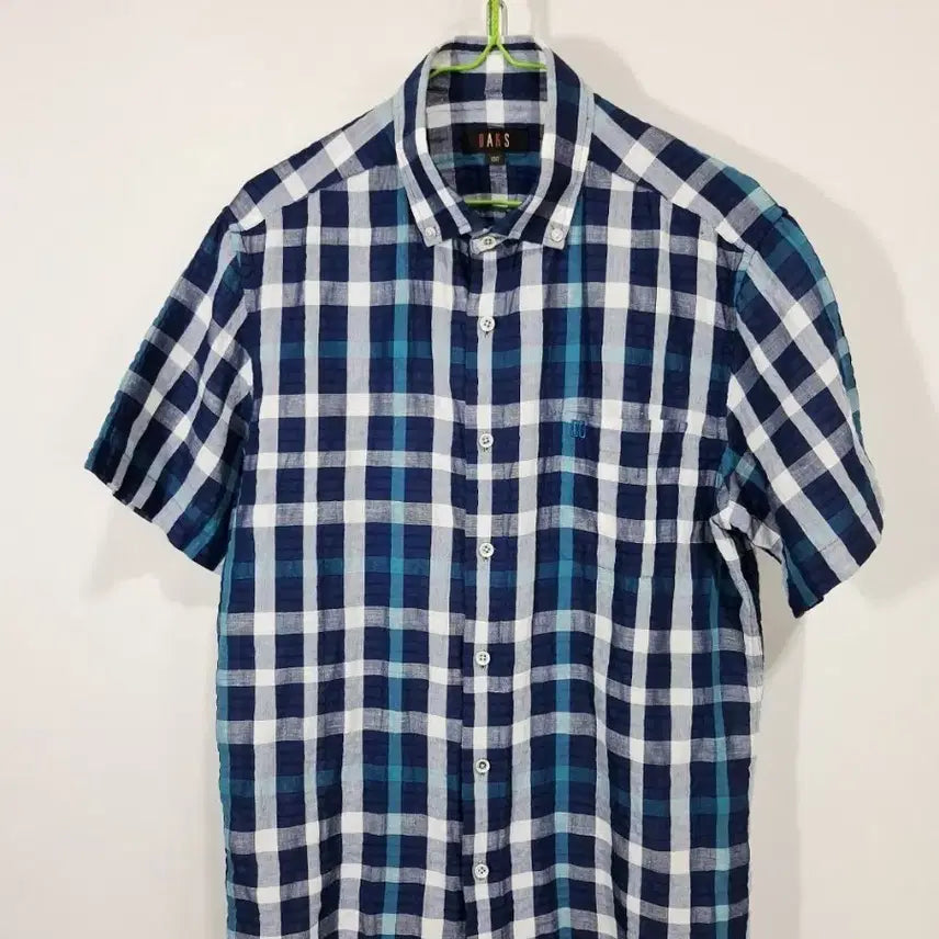 [BUNJANG] Daks Check Short Sleeve Shirt Navy / 닥스 체크 반팔 셔츠 네이비