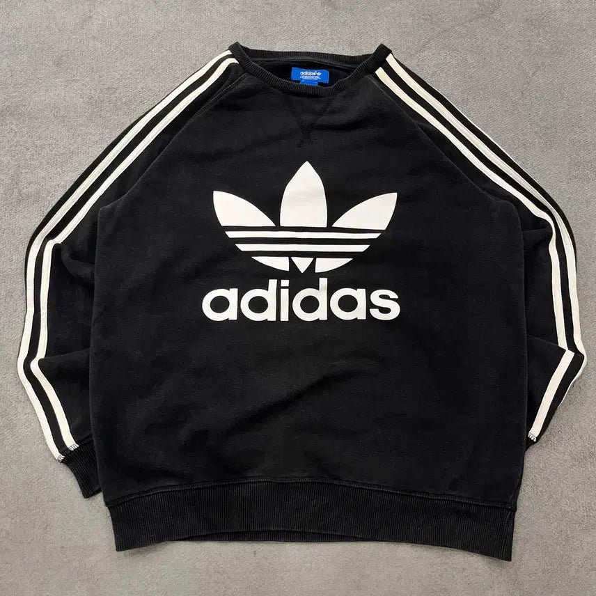 [BUNJANG] Adidas Trefoil Three-Stripes Sweatshirt / 105 아디다스 삼선 트레포일 맨투맨