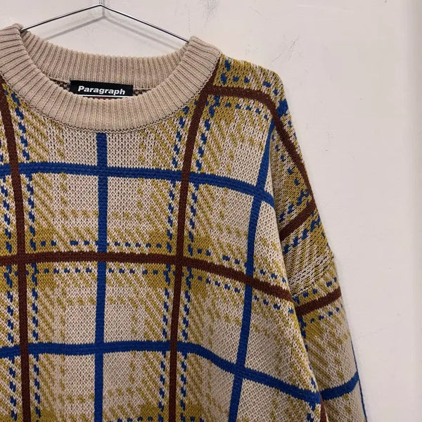 [BUNJANG] Paragraph Big Check Oversized Sweater / 파라그래프 빅 체크 오버핏 스웨터