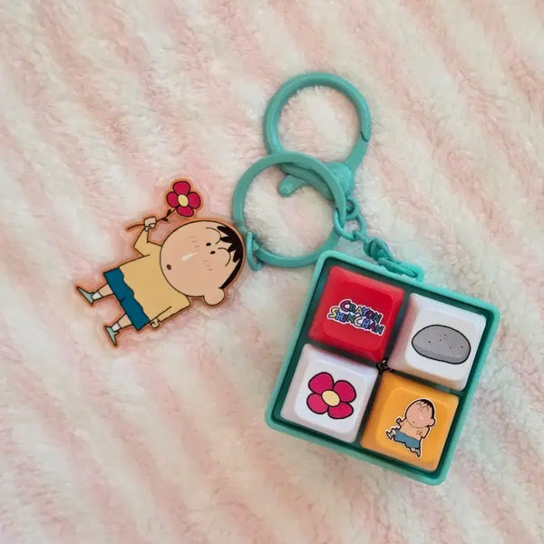 [BUNJANG] Crayon Shin-chan Misae 4-Keycap Keychain / 짱구는 못말려 맹구 4구 키캡 키링