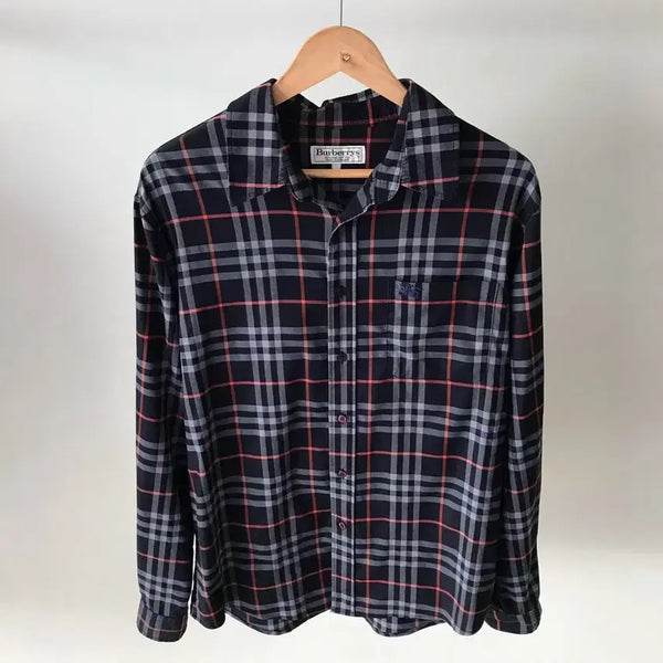 [BUNJANG] Burberry Logo Navy Check Shirt / 버버리 로고 네이비 체크 셔츠