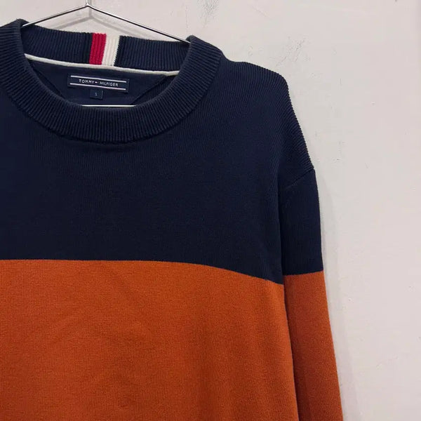 [BUNJANG] Tommy Hilfiger Colorblock Stripe Patch Knit / 타미힐피거 배색 스트라이프 와펜 니트