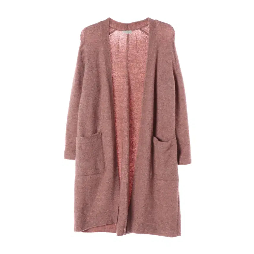 [BUNJANG] TIME Alpaca Blend Open Cardigan Pink / 타임 알파카 블렌드 오픈형 롱 가디건 핑크