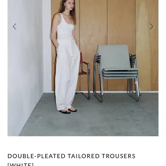 [BUNJANG] ehre Double Pleated Tailored Trousers White / (36)ehre 에레 더블 플리츠 테일러드 트라우저 화이트