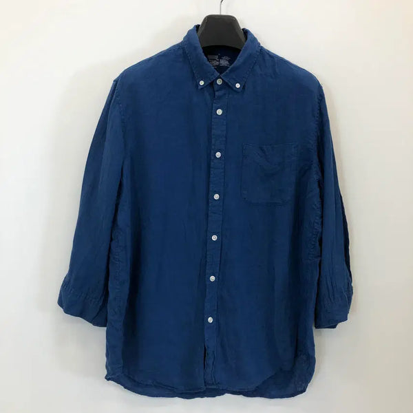 [BUNJANG] MUJI 100% Linen 7-Sleeve Shirt XL Navy / MUJI 린넨 100% 7부셔츠 XL