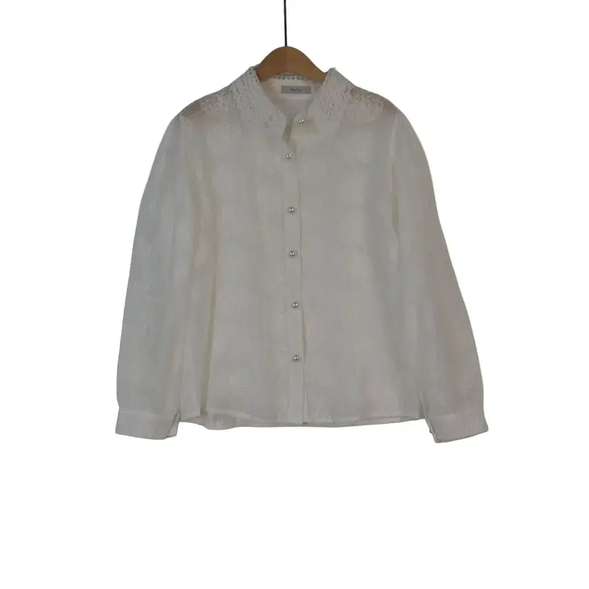 [BUNJANG] DESTIJL Flower Lace See-through Blouse White / DESTIJL 플라워 레이스 시스루 블라우스 화이트 77