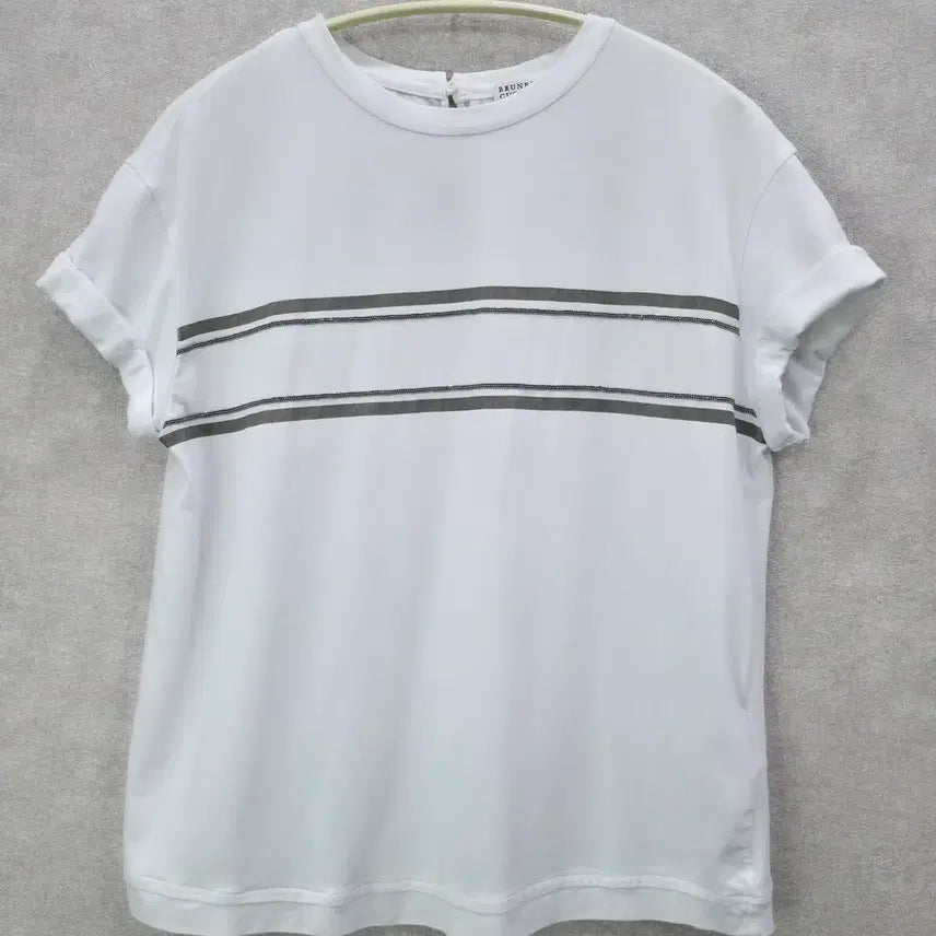 [BUNJANG] Brunello Cucinelli Beaded Stripe Short Sleeve T-Shirt / 브루넬로 쿠치넬리 비즈 스트라이프 반팔 티셔츠 BRUNELLO CUCIN
