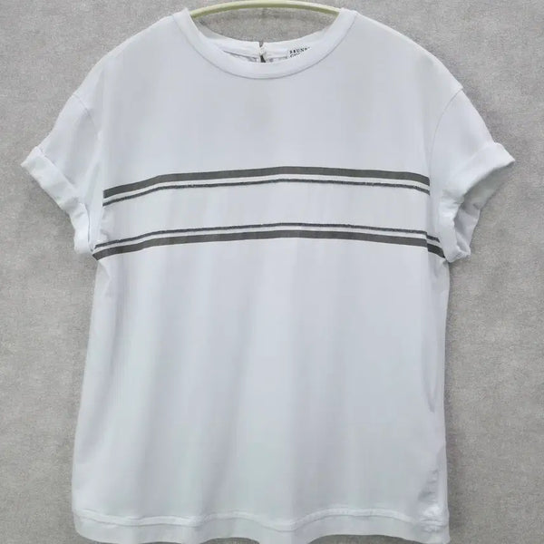 [BUNJANG] Brunello Cucinelli Beaded Stripe Short Sleeve T-Shirt / 브루넬로 쿠치넬리 비즈 스트라이프 반팔 티셔츠 BRUNELLO CUCIN