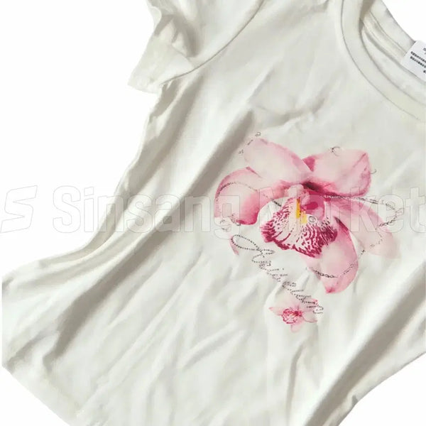 [BUNJANG] Big Flower Cubic Printing Short Sleeve T-Shirt / [빠른발송] 빅플라워 큐빅 프린팅 반팔티 여름 기본티 그래픽