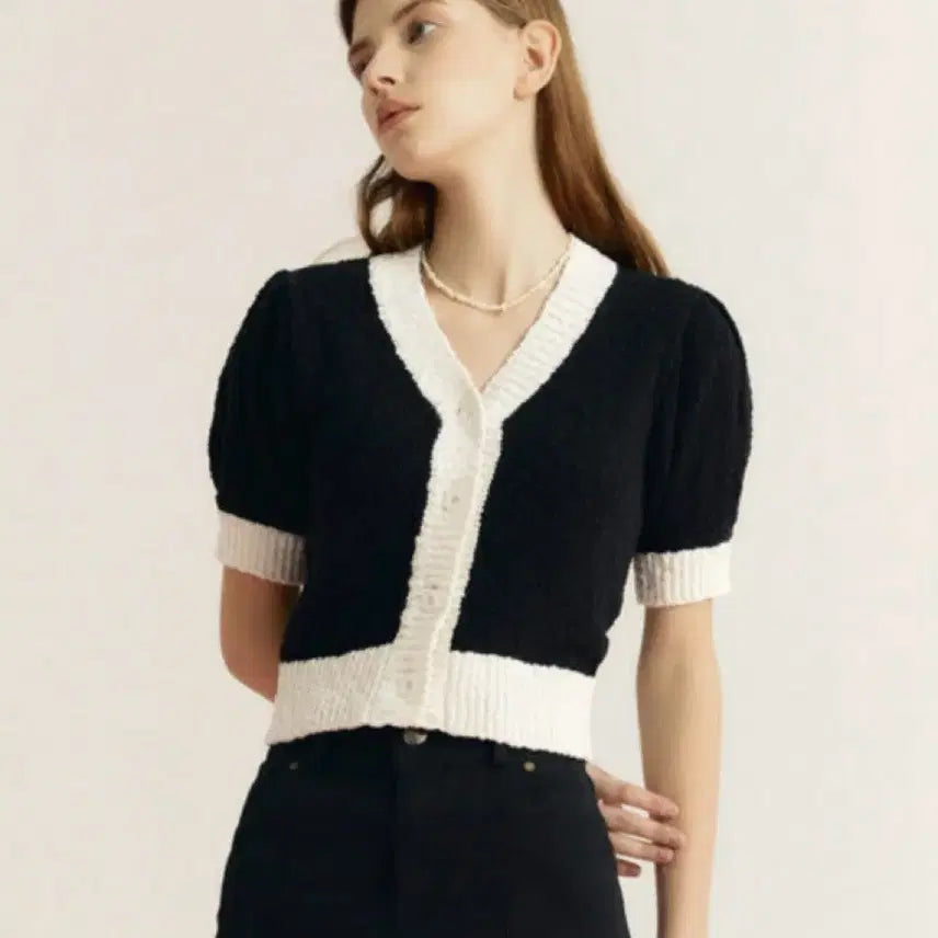 [BUNJANG] Citybreeze Puff Short Sleeve Cardigan S / 시티브리즈 퍼프 반팔 가디건 s 수지