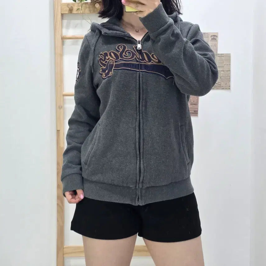 [BUNJANG] MLB Charcoal Gray Hooded Zip-Up Jacket Size 85 / [프립]85/MLB 후드집업 차콜그레이