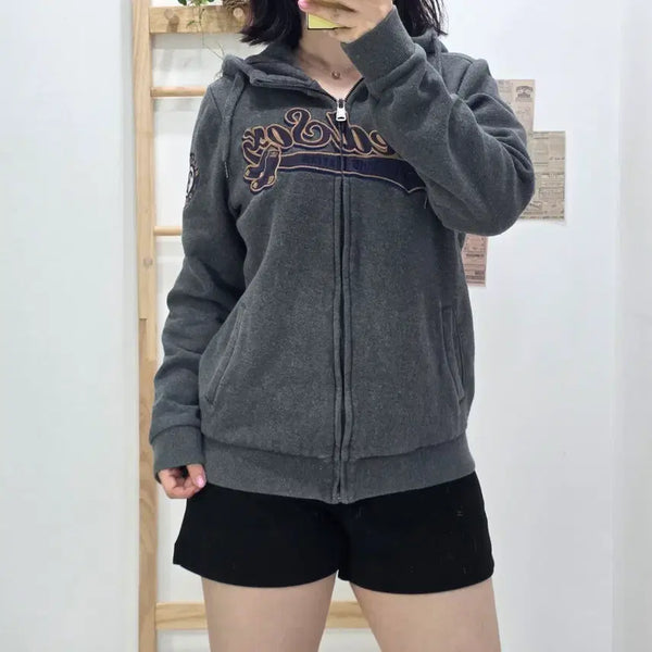 [BUNJANG] MLB Charcoal Gray Hooded Zip-Up Jacket Size 85 / [프립]85/MLB 후드집업 차콜그레이