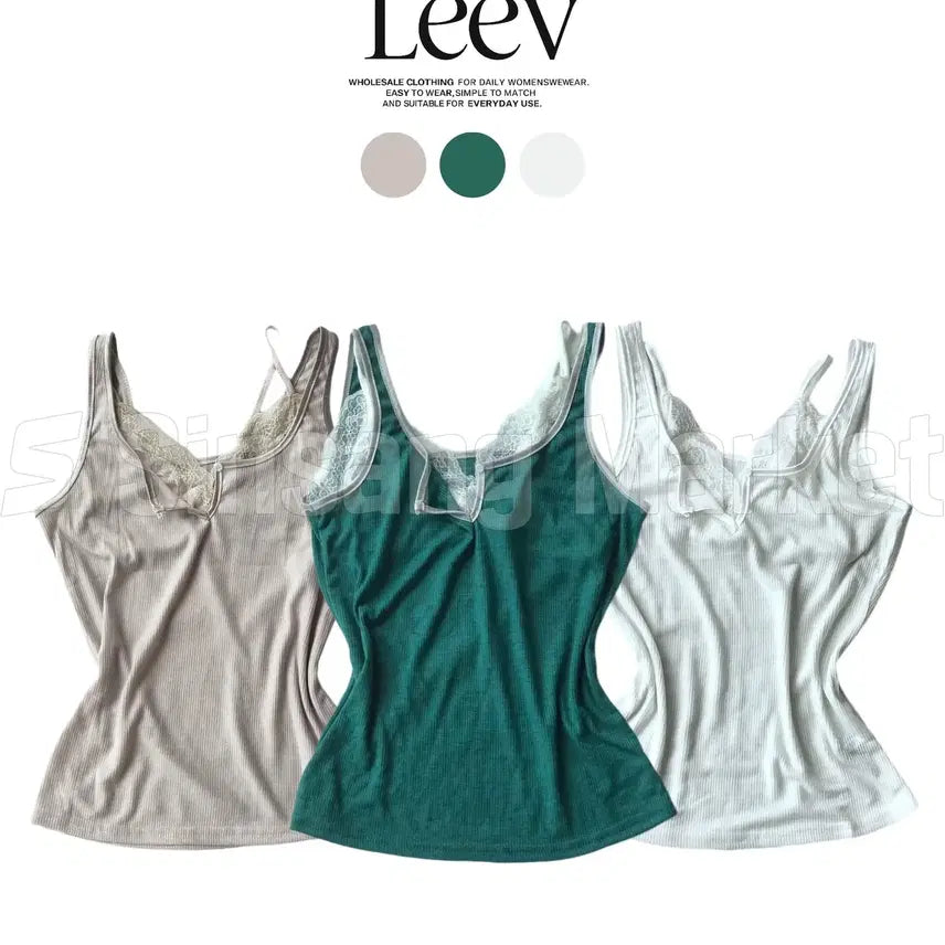 [BUNJANG] Unique Summer Layered Lace Camisole Set / [빠른발송] 청록코어 시어 레이스 레이어드 나시 여름 세트 유니크