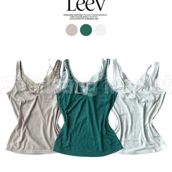 [BUNJANG] Unique Summer Layered Lace Camisole Set / [빠른발송] 청록코어 시어 레이스 레이어드 나시 여름 세트 유니크