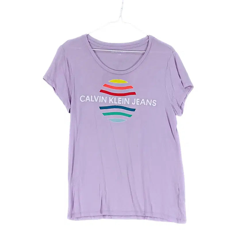 [BUNJANG] Calvin Klein Women's Sporty Oversized Fit Modal Blend T-Shirt (Lavender, Size S/P) / 캘빈클라인 여성 스포티한 오버핏 반팔티 90 연보라 00920