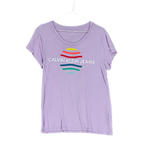 [BUNJANG] Calvin Klein Women's Sporty Oversized Fit Modal Blend T-Shirt (Lavender, Size S/P) / 캘빈클라인 여성 스포티한 오버핏 반팔티 90 연보라 00920