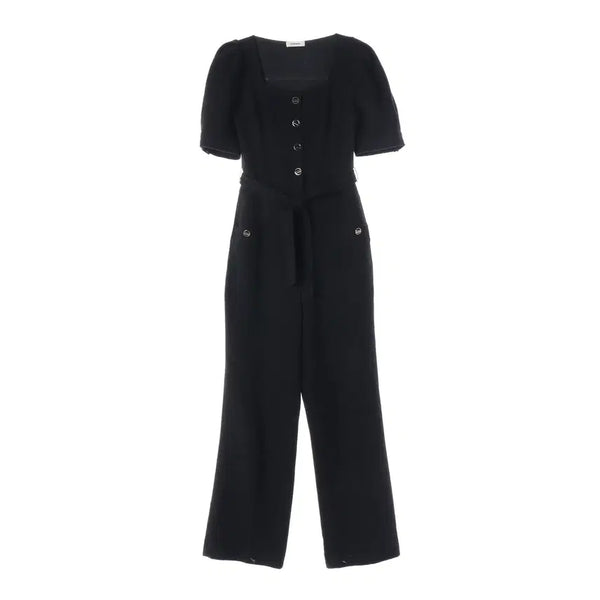 [BUNJANG] Sandro 22SS Square Neck Puff Short Sleeve Belted Tweed Jumpsuit / 산드로 22SS 스퀘어넥 퍼프 반팔 벨티드 트위드 점프수트