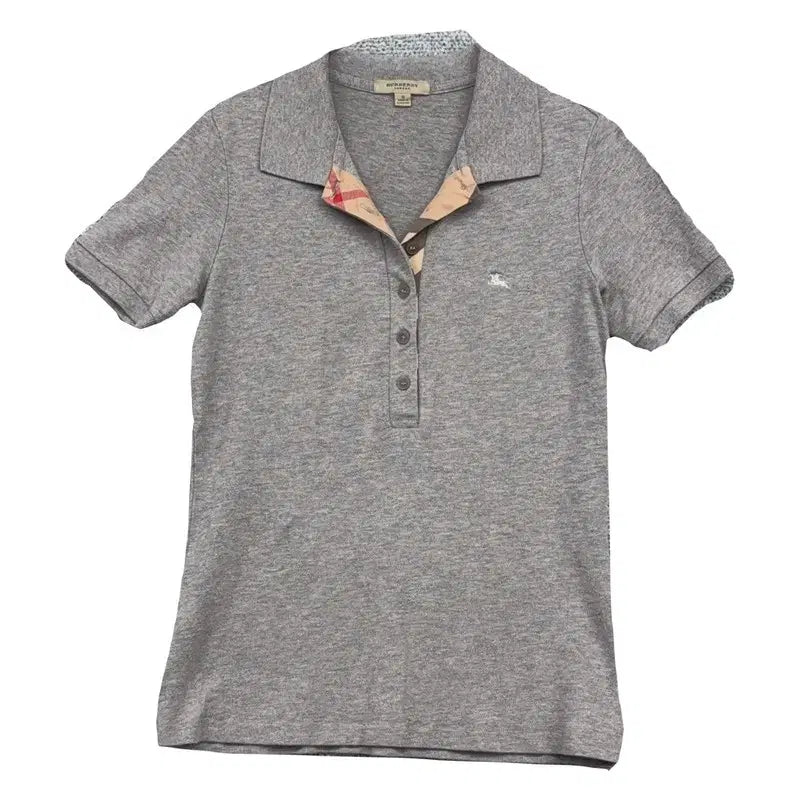 [BUNJANG] Burberry Light Grey Logo Short Sleeve Polo T-Shirt Size S / 버버리 라이트 그레이 로고 반팔 카라티 S