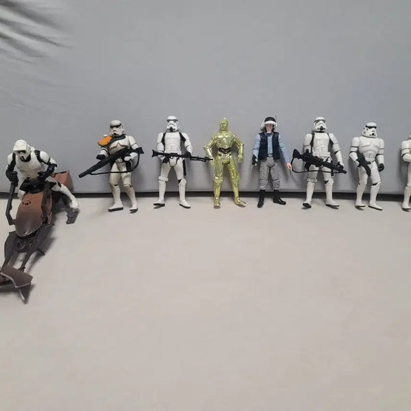 [BUNJANG] Star Wars 9 Figure Set (Stormtrooper, C-3PO, Speeder, etc.) / 스타워즈 피규어 9종 세트 (스톰트루퍼, C-3PO, 스피더 등)