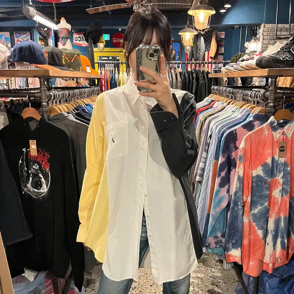 [BUNJANG] Nautica Color Block Long Sleeve Shirt / NAUTICA 노티카 배색 긴팔 셔츠