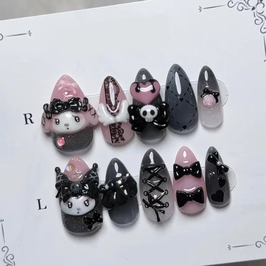 [BUNJANG] My Melody Kuromi Handmade 3D Nail Tips Set / 마이멜로디 쿠로미 네일팁