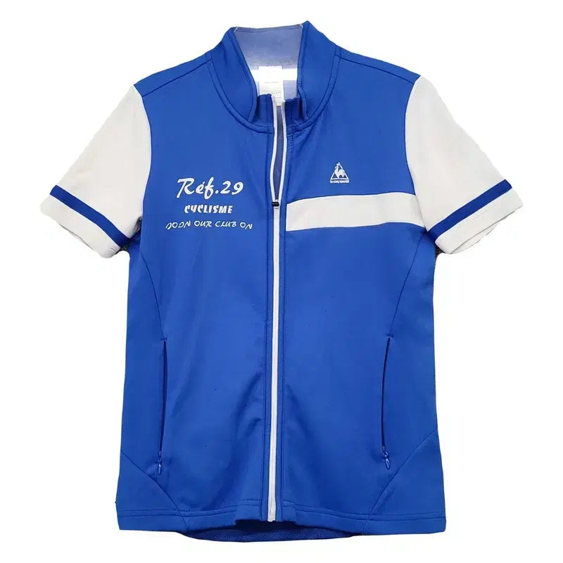[BUNJANG] Le Coq Sportif Blue Performance Short Sleeve Zip-Up Top / 르꼬끄 블루 기능성 반팔 집업 S (S)