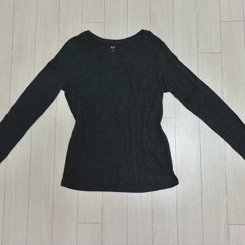 [BUNJANG] Uniqlo Long Sleeve Basic T-Shirt Charcoal XL / 유니클로 긴팔 티셔츠 기본티 회색 차콜 XL