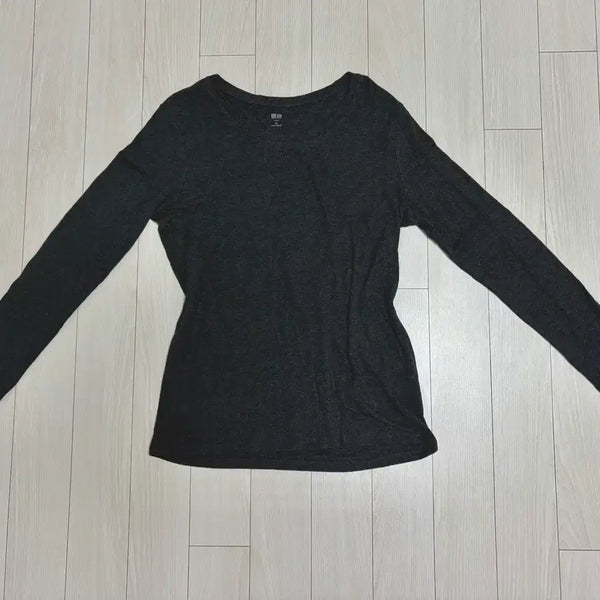 [BUNJANG] Uniqlo Long Sleeve Basic T-Shirt Charcoal XL / 유니클로 긴팔 티셔츠 기본티 회색 차콜 XL