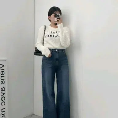 [BUNJANG] Spacemood Davi High-Waisted Stretchy Semi Bootcut Denim Pants XL / 스페이스무트)XL사이즈 다비 하이웨이스트 스판 세미 부츠컷 데님 팬츠
