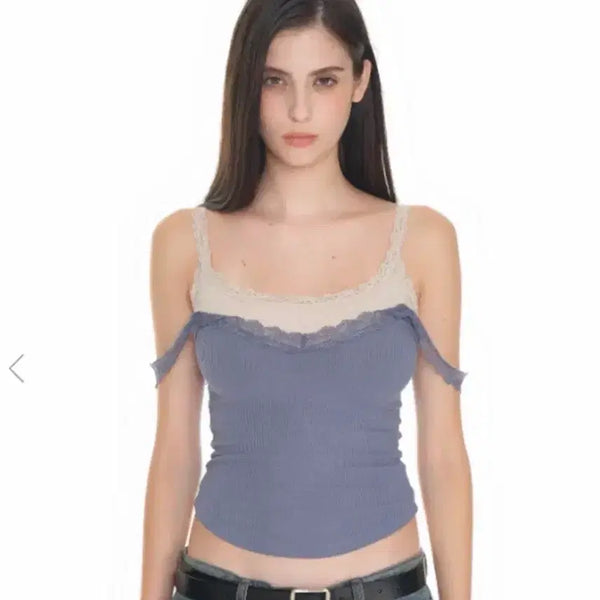[BUNJANG] TMT Lace Layered Camisole Top / Tmt 레이스 탑 나시 레이어드