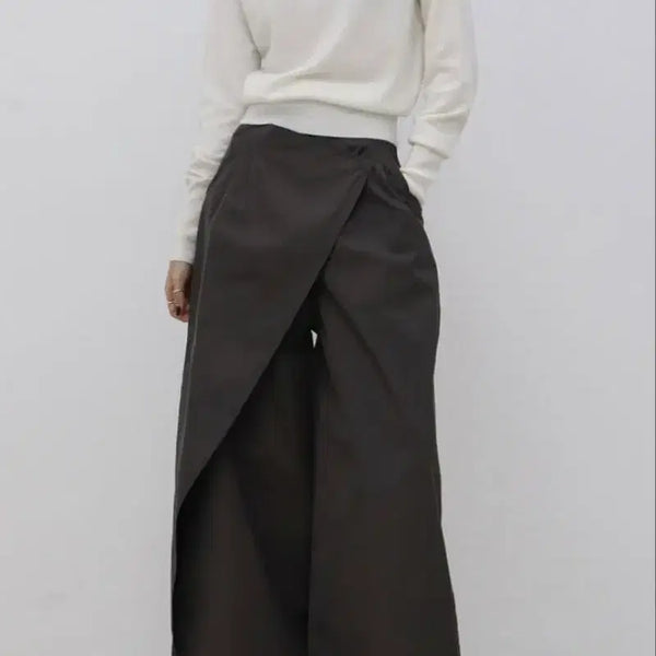 [BUNJANG] Trimingbird Oblique Wrap Pants Charcoal Brown S / (새상품) 트리밍버드 랩팬츠 차콜브라운 S
