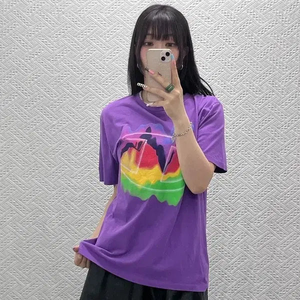 [BUNJANG] Champion Vintage Kitsch Painting Ubecore Lavender Short Sleeve T-Shirt L / 챔피온 빈티지 키치 페인팅 우베코어 라벤더 반팔티 L C12856