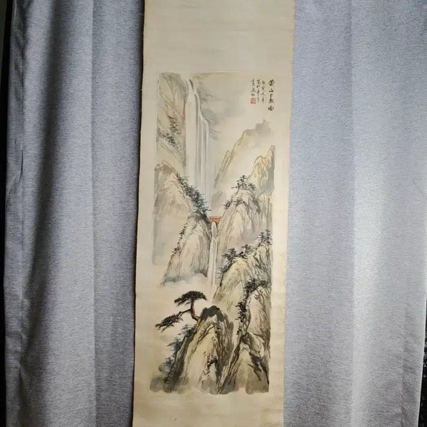 [BUNJANG] Chinese Antique Landscape Scroll Painting of Mount Huangshan, Early-Mid 20th Century / 연대감 있는 황산폭포도 산수화 그림 족자 중국골동품 미술품 수집품