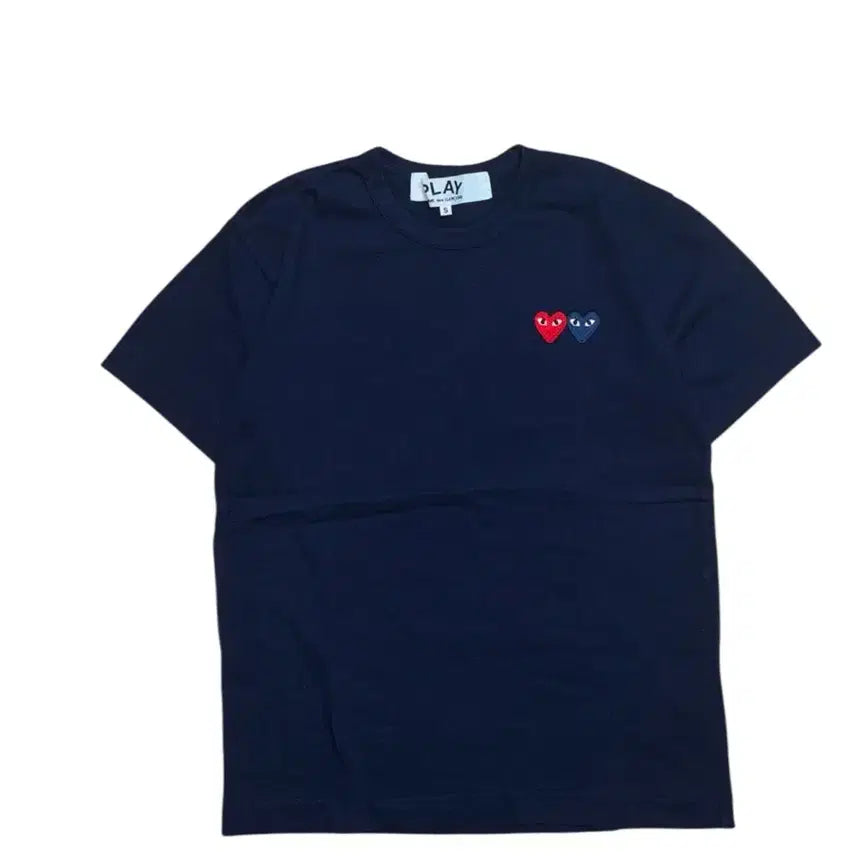 [BUNJANG] Comme des Garçons Double Heart Wappen Play T-Shirt Navy / 꼼데가르송 더블하트 와펜 플레이하트 네이비 반팔