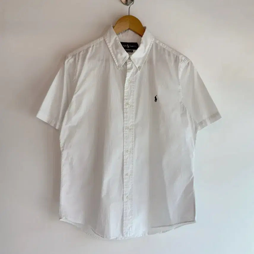 [BUNJANG] Polo Ralph Lauren Relaxed Fit White Cotton Half Shirt / 폴로 랄프로렌 루즈핏 화이트 코튼 하프 셔츠