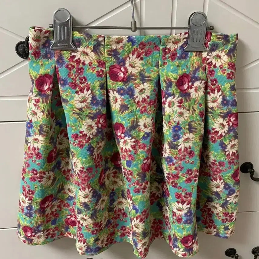 [BUNJANG] Flower Pleated Mini Skirt / 플라워 플리츠 스커트