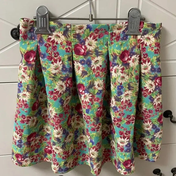 [BUNJANG] Flower Pleated Mini Skirt / 플라워 플리츠 스커트