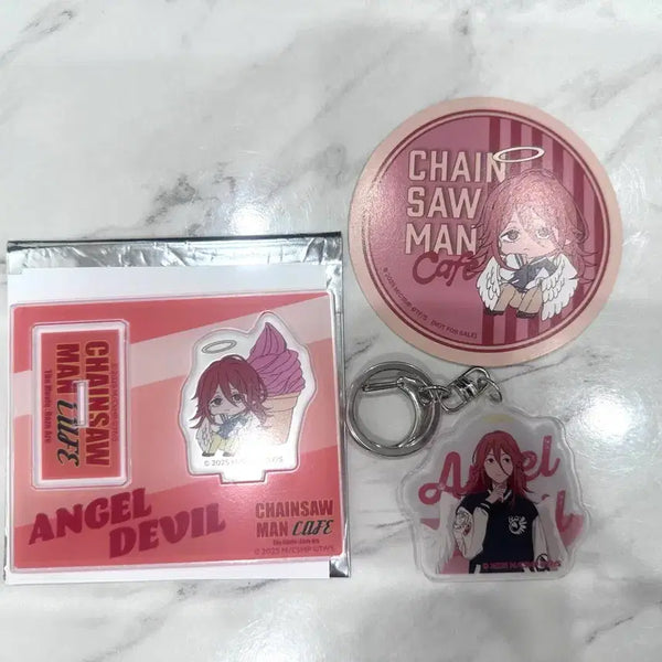 [BUNJANG] Chainsaw Man Angel Acrylic Stand Keyring Set / 체인소맨 카페 천사 아크릴 스탠드 키링 세트.