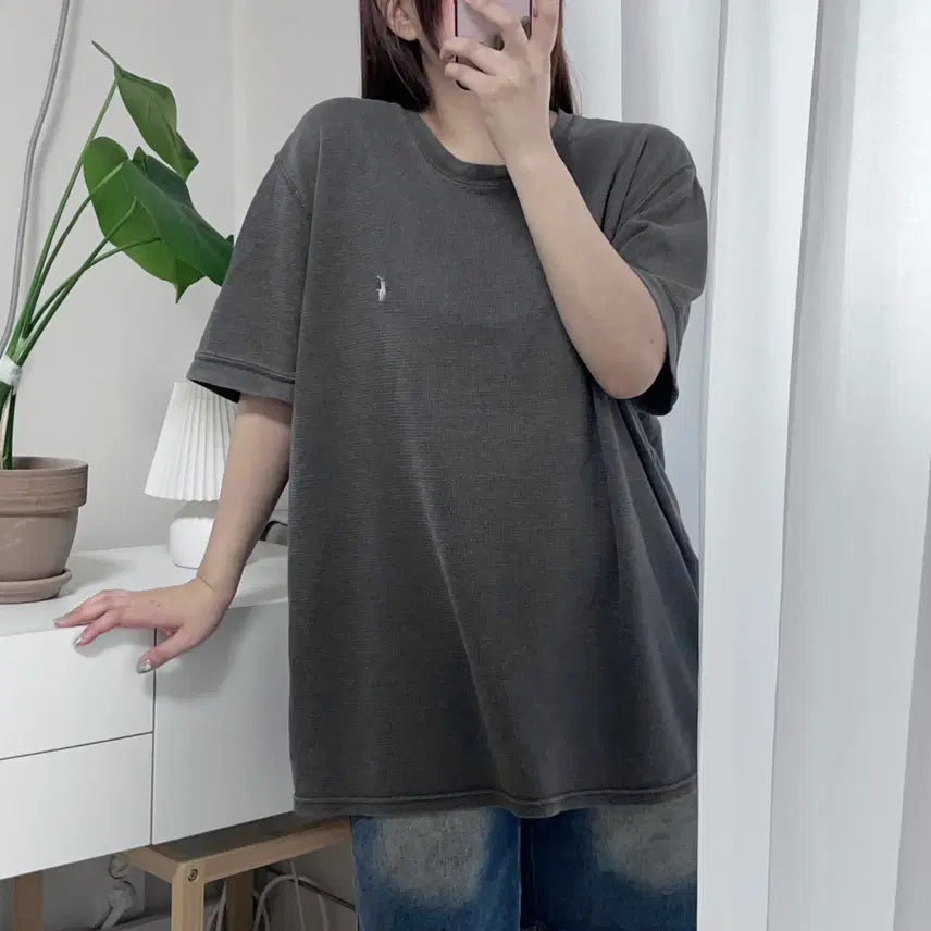 [BUNJANG] Polo Ralph Lauren Grey Silver Pony Waffle Short Sleeve T-Shirt XL / [정품] 폴로 그레이 / 실버포니 와플 반팔티 [ XL ]