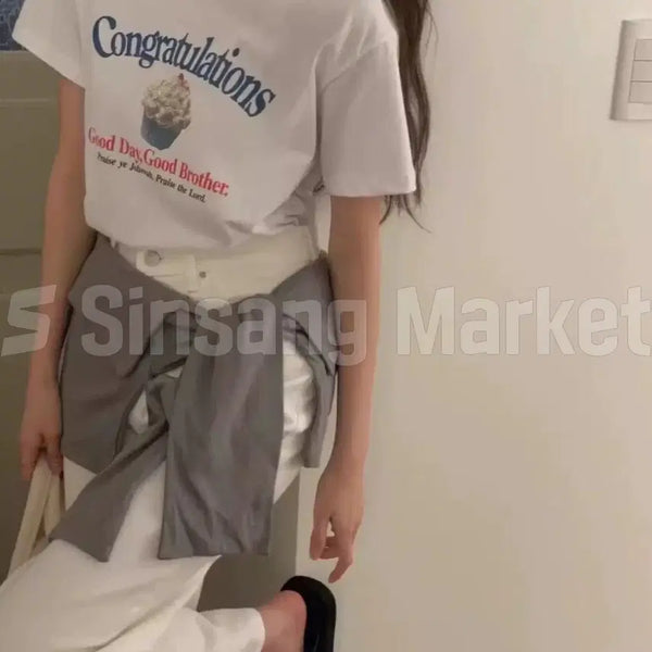 [BUNJANG] Morning Cupcake Printing Short Sleeve T-shirt / [빠른발송] 가능_ _모닝 컵케이크 프린팅 반팔티 여름 루즈핏 기본티
