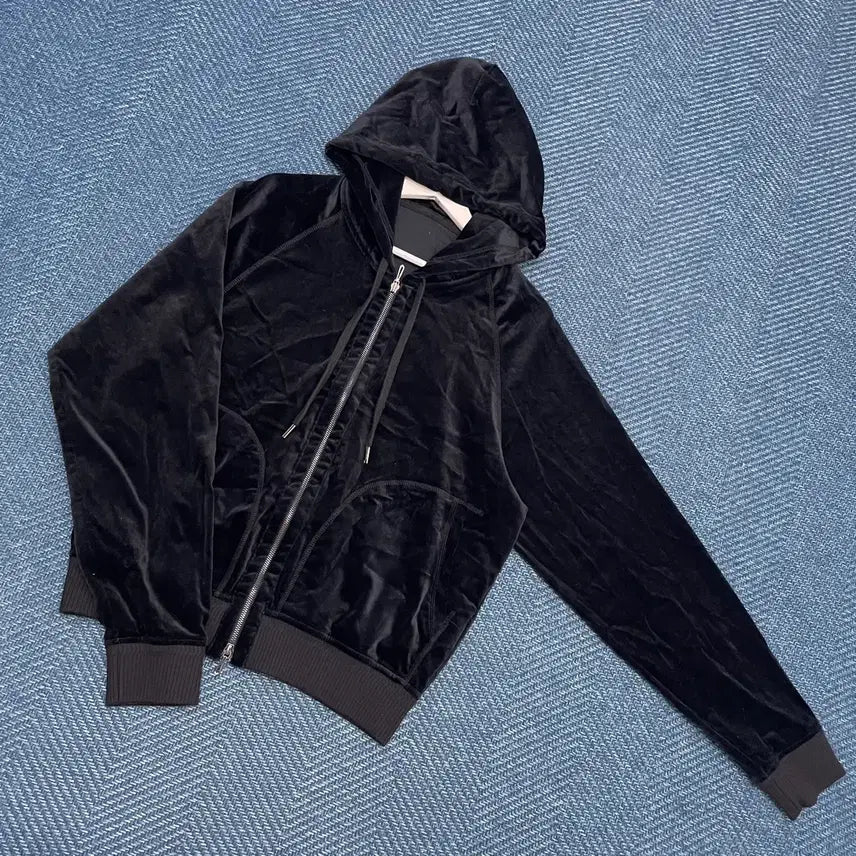 [BUNJANG] Women's Velvet Velour Hooded Zip-Up Jacket / [여성L] 벨벳 벨로아 후드집업 만원샵