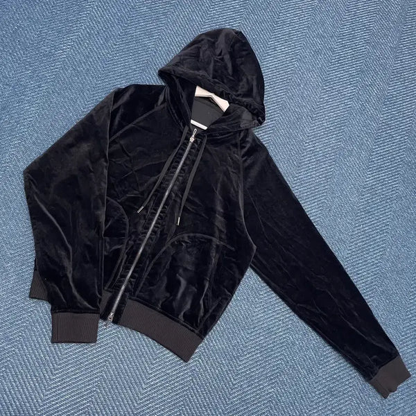 [BUNJANG] Women's Velvet Velour Hooded Zip-Up Jacket / [여성L] 벨벳 벨로아 후드집업 만원샵