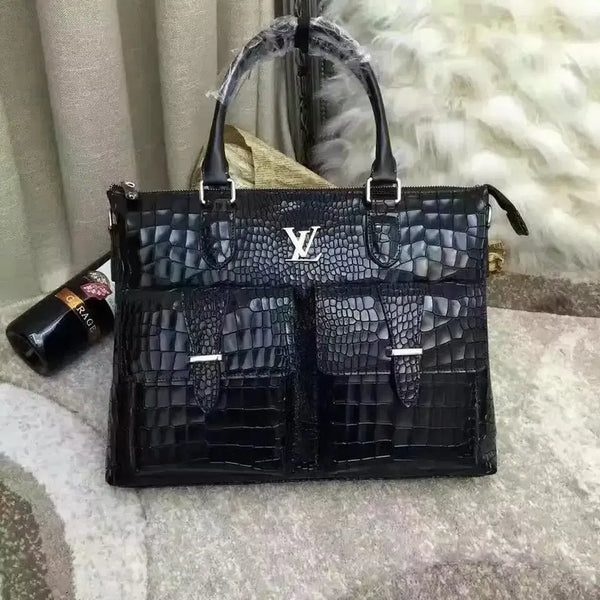 [BUNJANG] Alligator Grain Cowhide Tote Bag - Black / 악어무늬소가죽 토트백 블랙