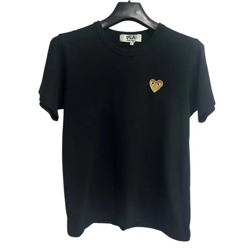 [BUNJANG] Comme des Garçons Gold Heart Logo T-Shirt Black L / 여성)꼼데가르송 골드 와펜 하트 반팔티셔츠 블랙 Lsize